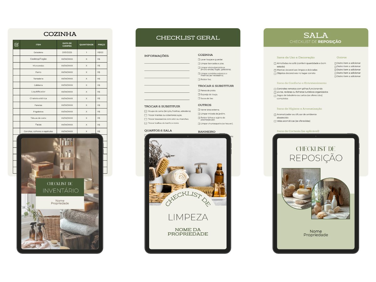 Checklists de inventário, limpeza e reposição